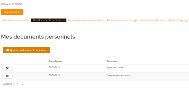 espace client site de voyage