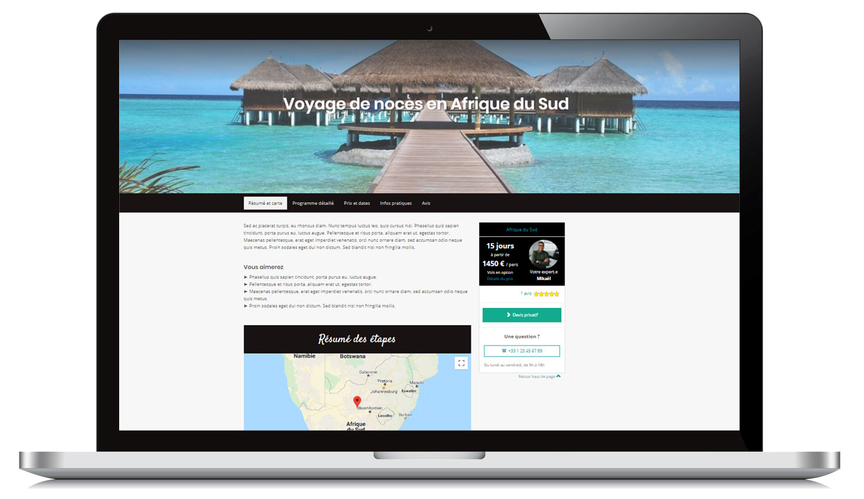 template site de voyage